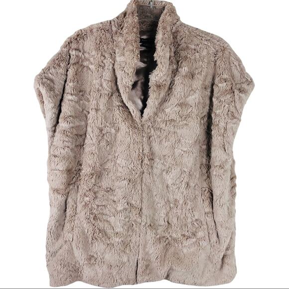 Katie Todd tan faux fur lined teddy pockets open or closed vest medium - Picture 2 of 9